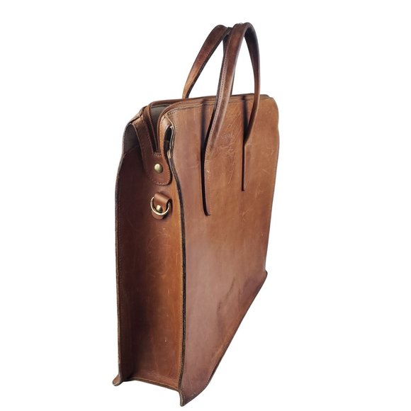 Gabahn Peanut Butter Leather Vintage Briefcase New York City - Picture 4 of 9